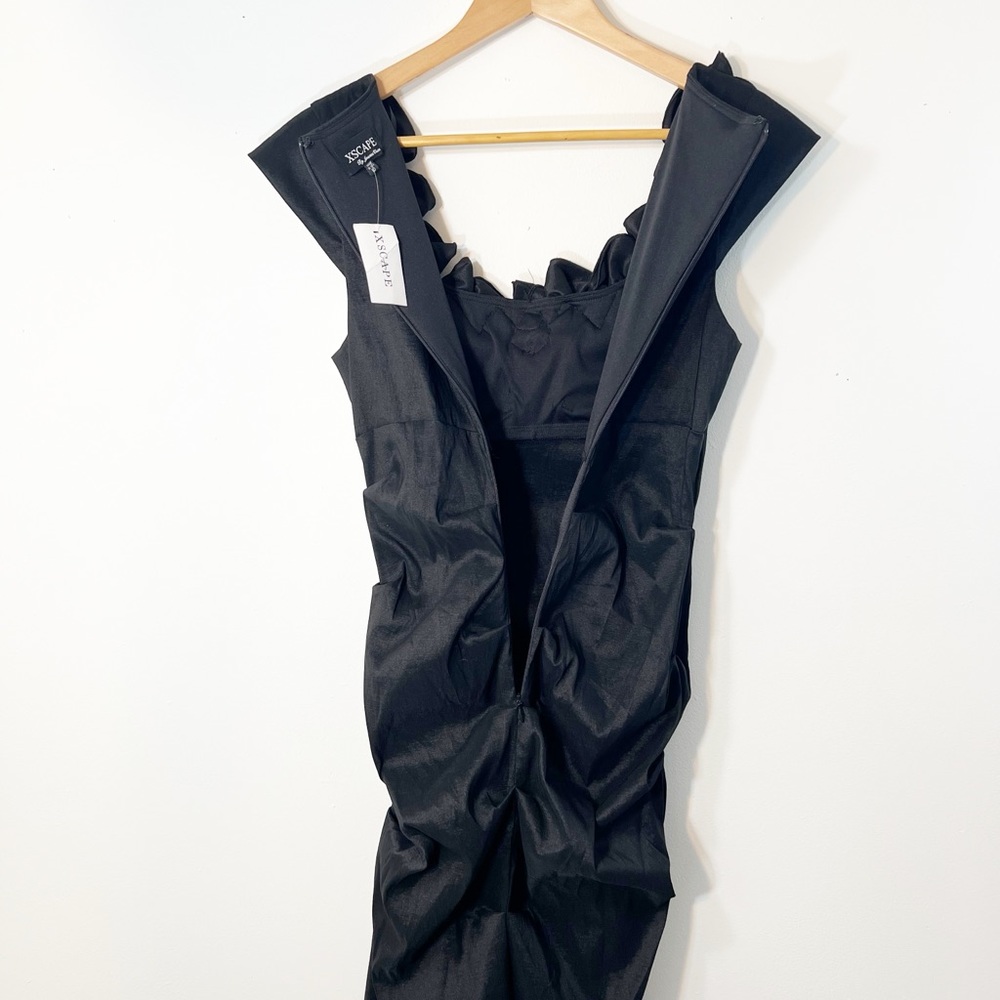 NEW Xscape Ruffled Collar Formal Cocktail Midi Dress Size 10 - Picture 6 of 15